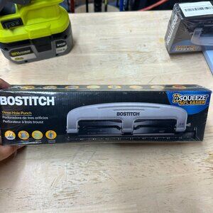 Bostitch Office inPRESS 12 Reduced Effort Three-Hole Punch, Silver/Black New